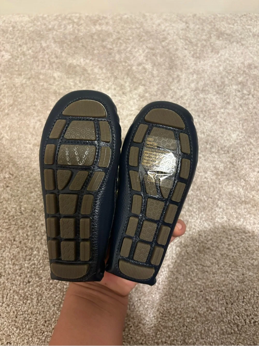 Janie and Jack Driving Shoes 8 toddler LEATHER loafer dress navy blue Connor